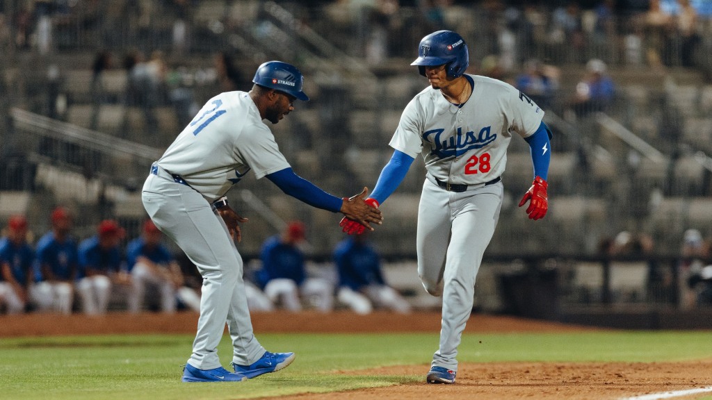 Frank Rodriguez rounds third after hitting Tulsa's fourth home run of the game in Thursday's 7-3 win in Amarillo.