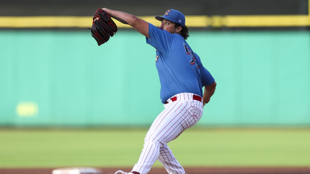 Phillies fourth-rounder Sean Youngerman fires in a strike during one of his starts for the Clearwater Threshers.
