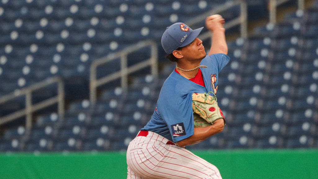 Phillies pitching prospect Zuher Yousuf sends home a strike during a Threshers win at BayCare Ballpark.