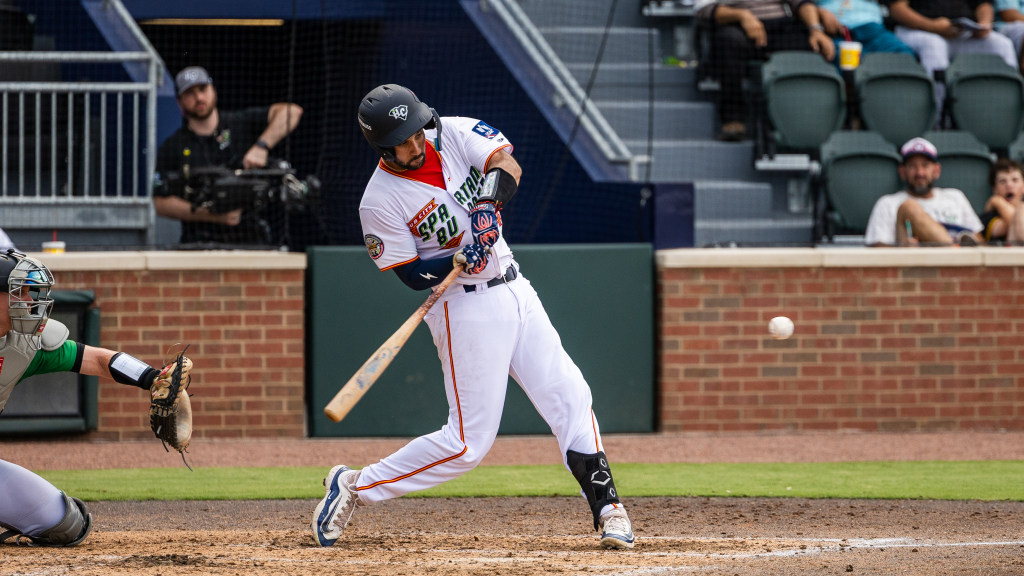 Arturo De Freitas takes a swing at Fifth Third Park.