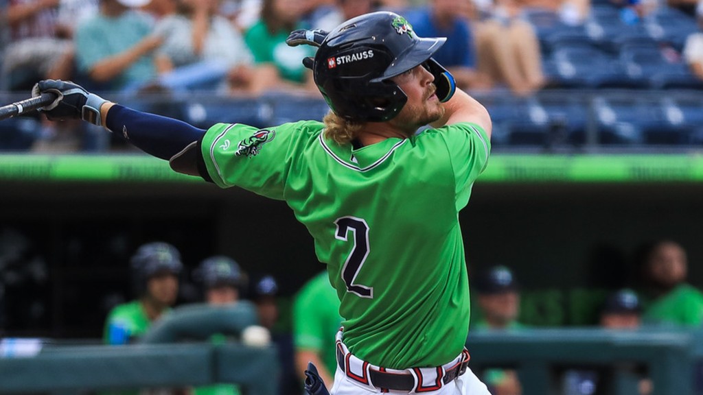 Aaron Schunk drilled a two-run double for the Stripers on Friday in Jacksonville.