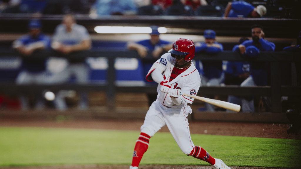 Carlos Jorge takes a swing against Omaha.