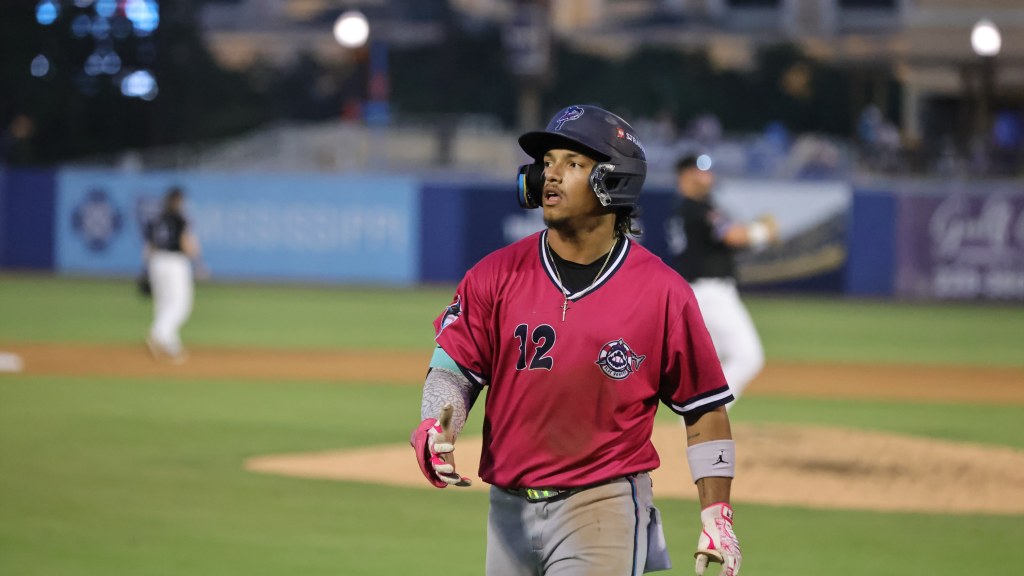 Juan Matheus made the final out of Friday's loss to the Biloxi Shuckers.