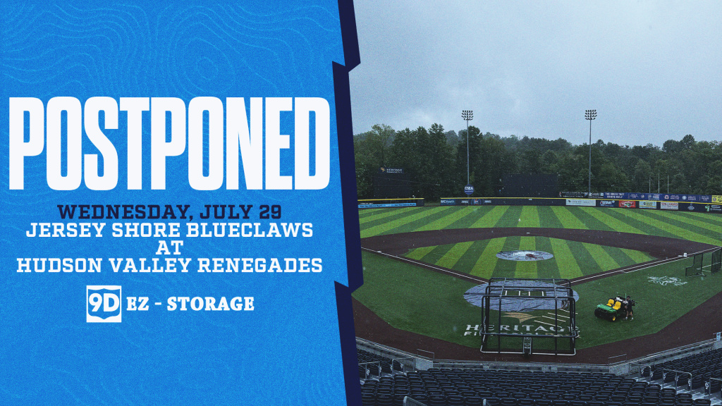 Wednesday's game between the Renegades and BlueClaws has been postponed.