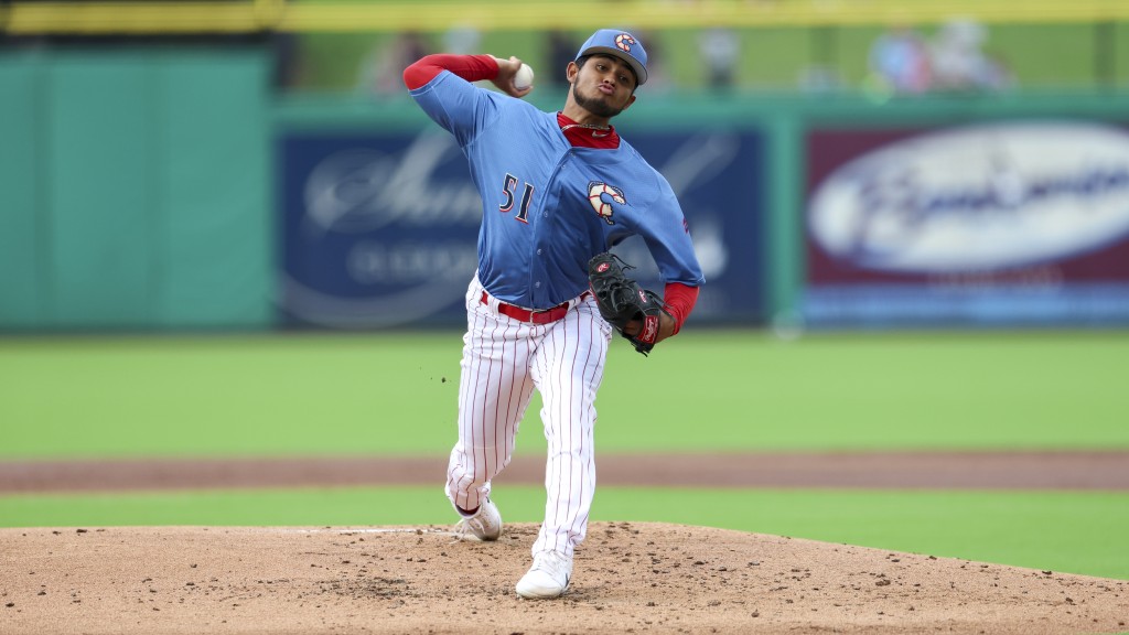 Phillies pitching prospect Brad Pacheco fires in a strike during a start for the Clearwater Threshers.
