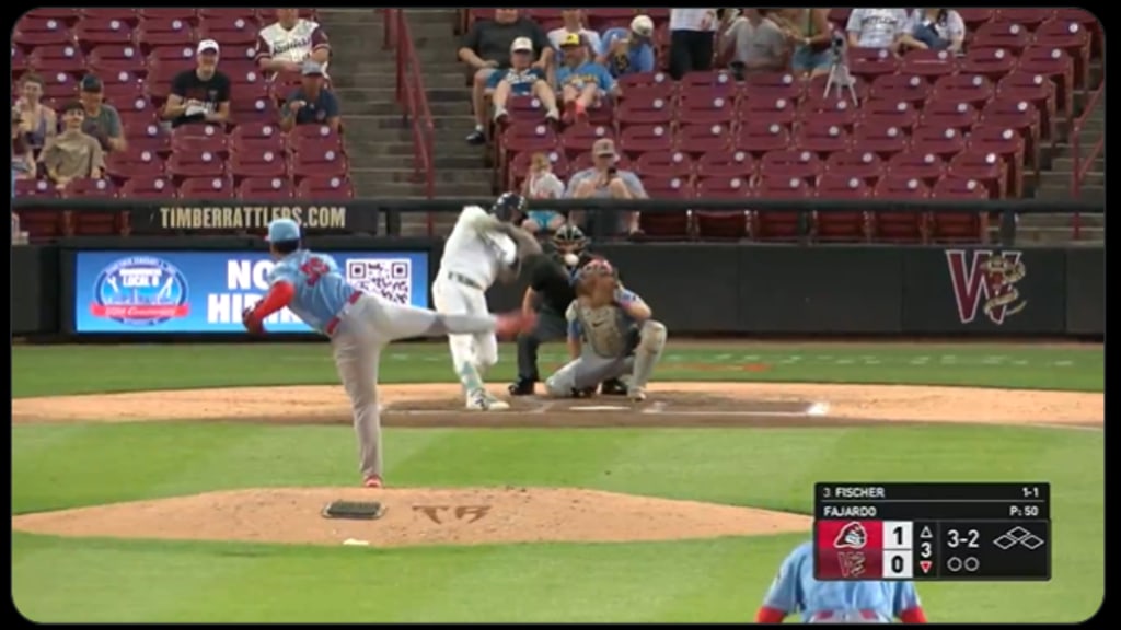 Andrew Fischer launches his fourteenth home run of the season for the Wisconsin Timber Rattlers.
