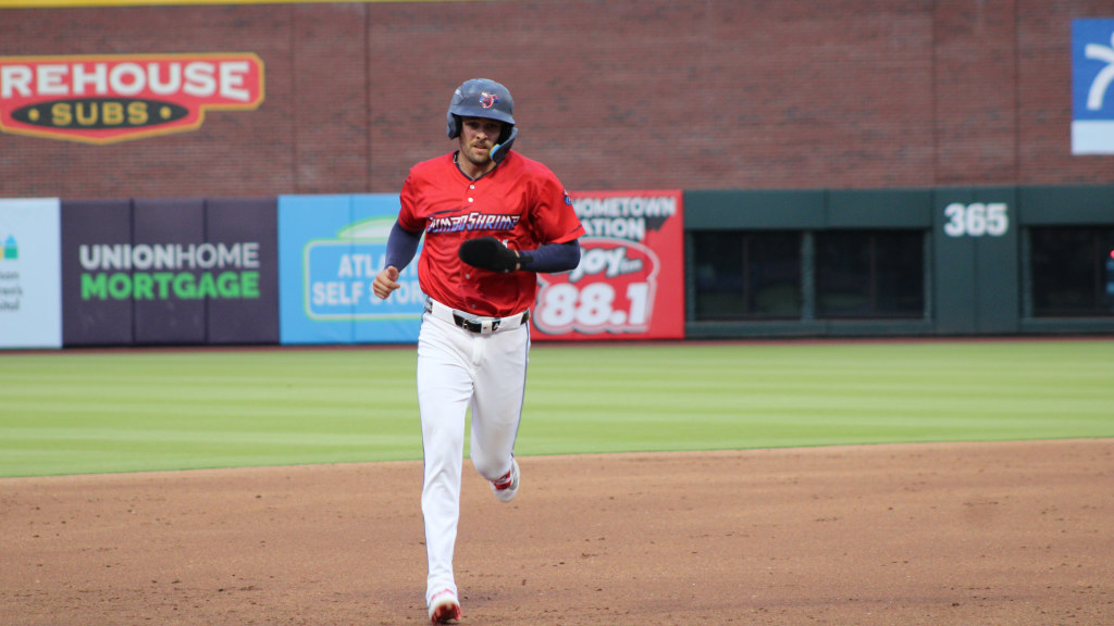 Andrew Pintar went 2-for-3 with a home run on Friday at Rochester. (Skylar Catherwood/Jacksonville Jumbo Shrimp)