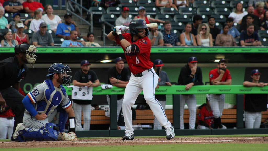Connor Norby finished a triple shy of the cycle on Saturday at Rochester. (Skylar Catherwood/Jacksonville Jumbo Shrimp)