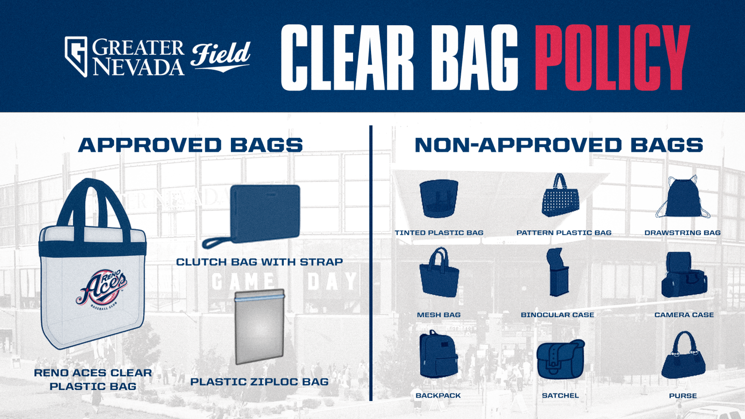 Reno Aces Clear Bag Policy