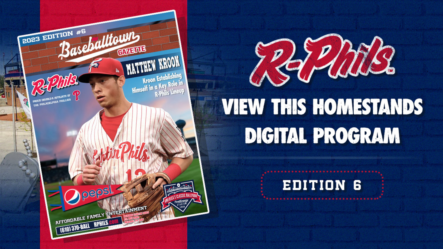 Reading Fightin Phils Baseballtown Gazette. Digital game program for