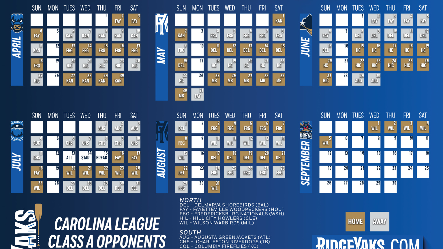 Salem RidgeYaks Release 2027 Home Schedule
