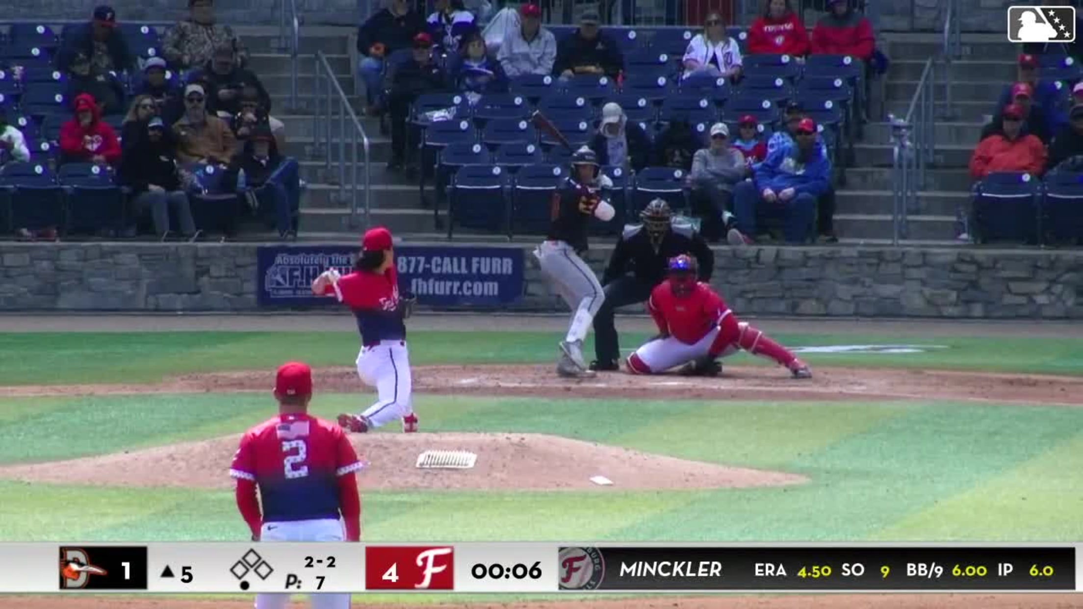 DJ Layton homers (1) on a fly ball to right center field.