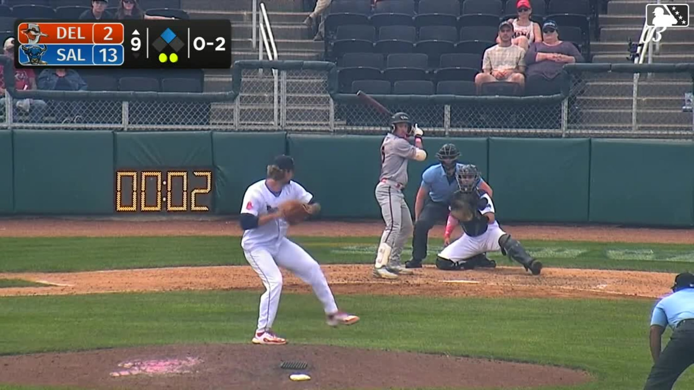 DJ Layton singles on a ground ball to right fielder Skylar King. Junior Aybar scores.