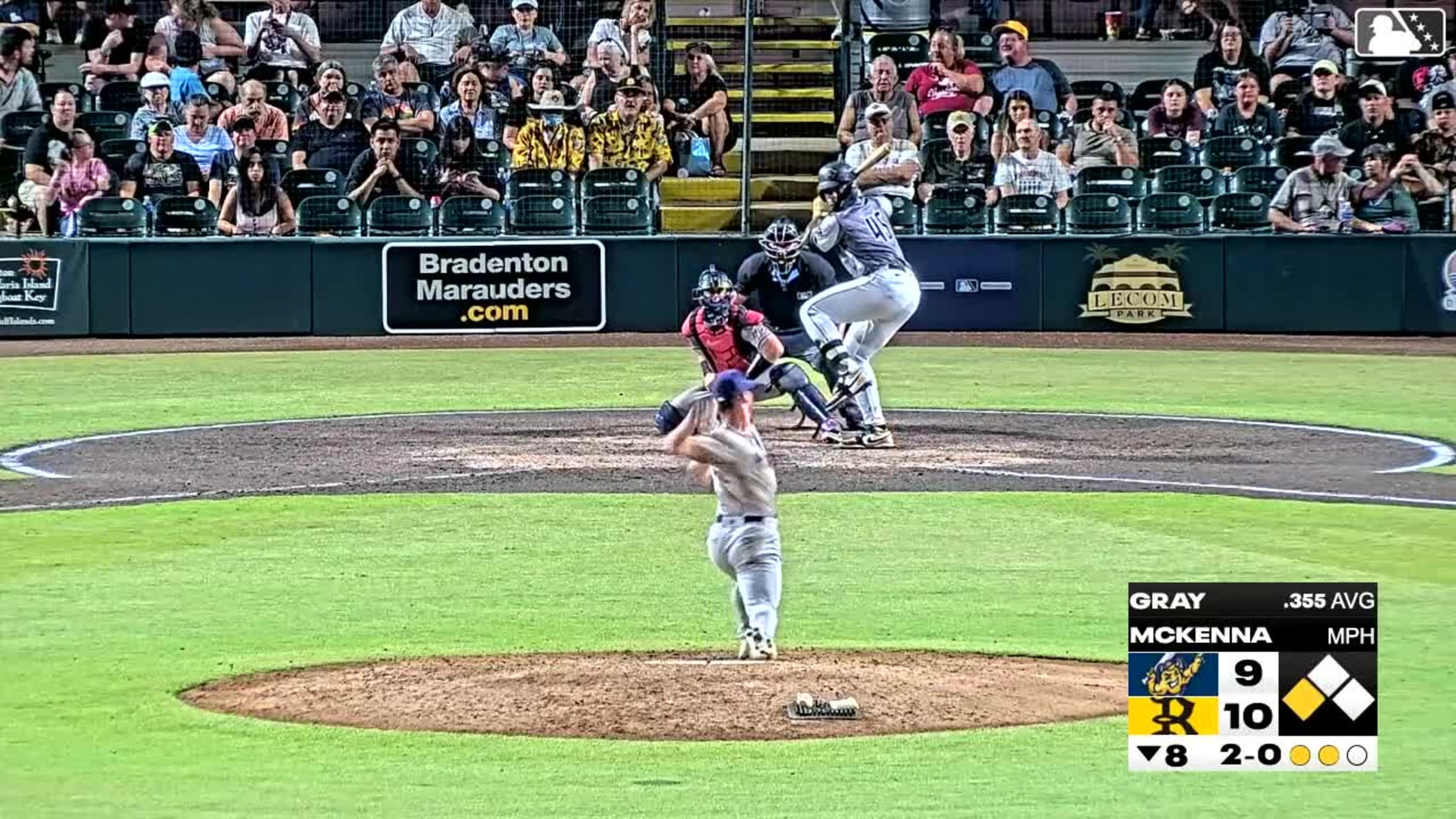 Murf Gray homers (8) on a fly ball to center field. Dylan Palmer scores.