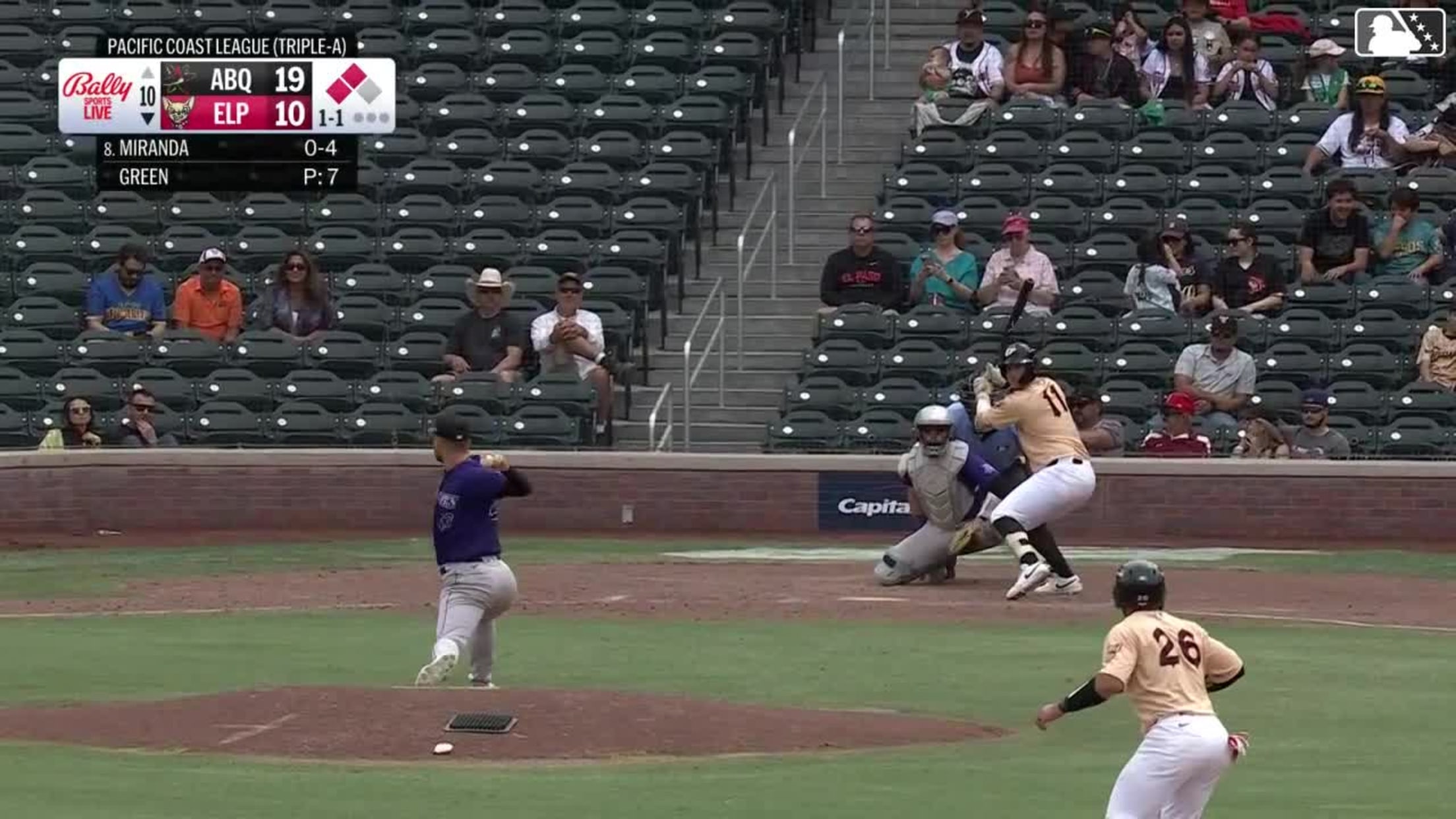 Jose Miranda singles on a ground ball to center fielder Zac Veen. Nick Solak scores. Rodolfo Durán scores.