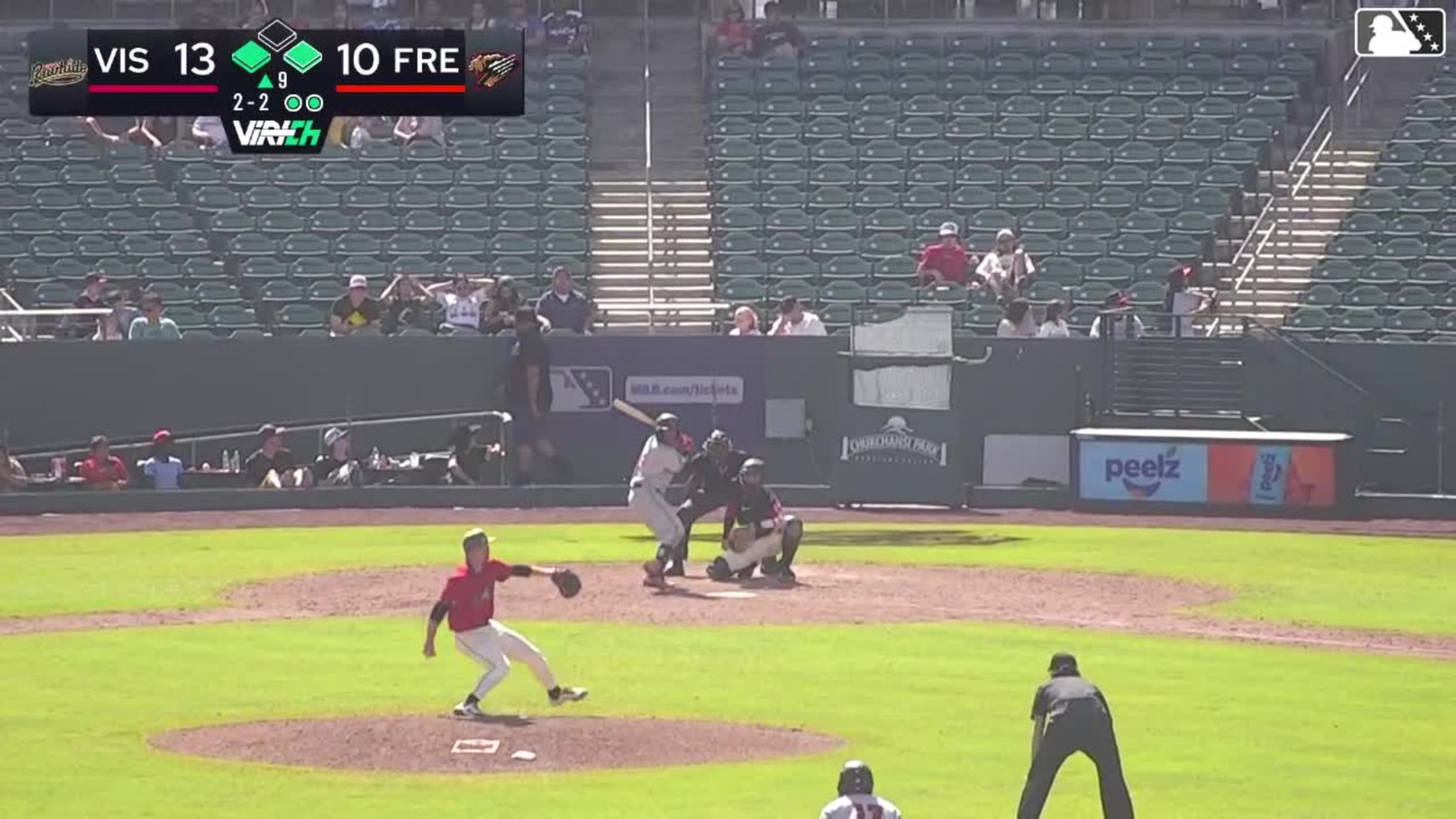Kayson Cunningham singles on a line drive to right fielder Kyle Fossum. Jose Alpuria scores. Kyle Sinzza scores.