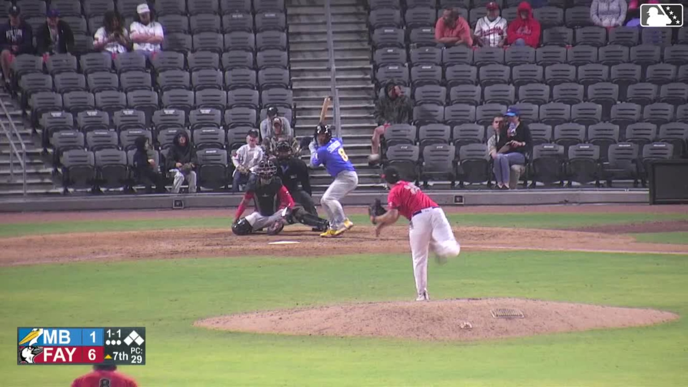 Ty Southisene triples (3) on a soft line drive to right fielder Anthony Huezo.