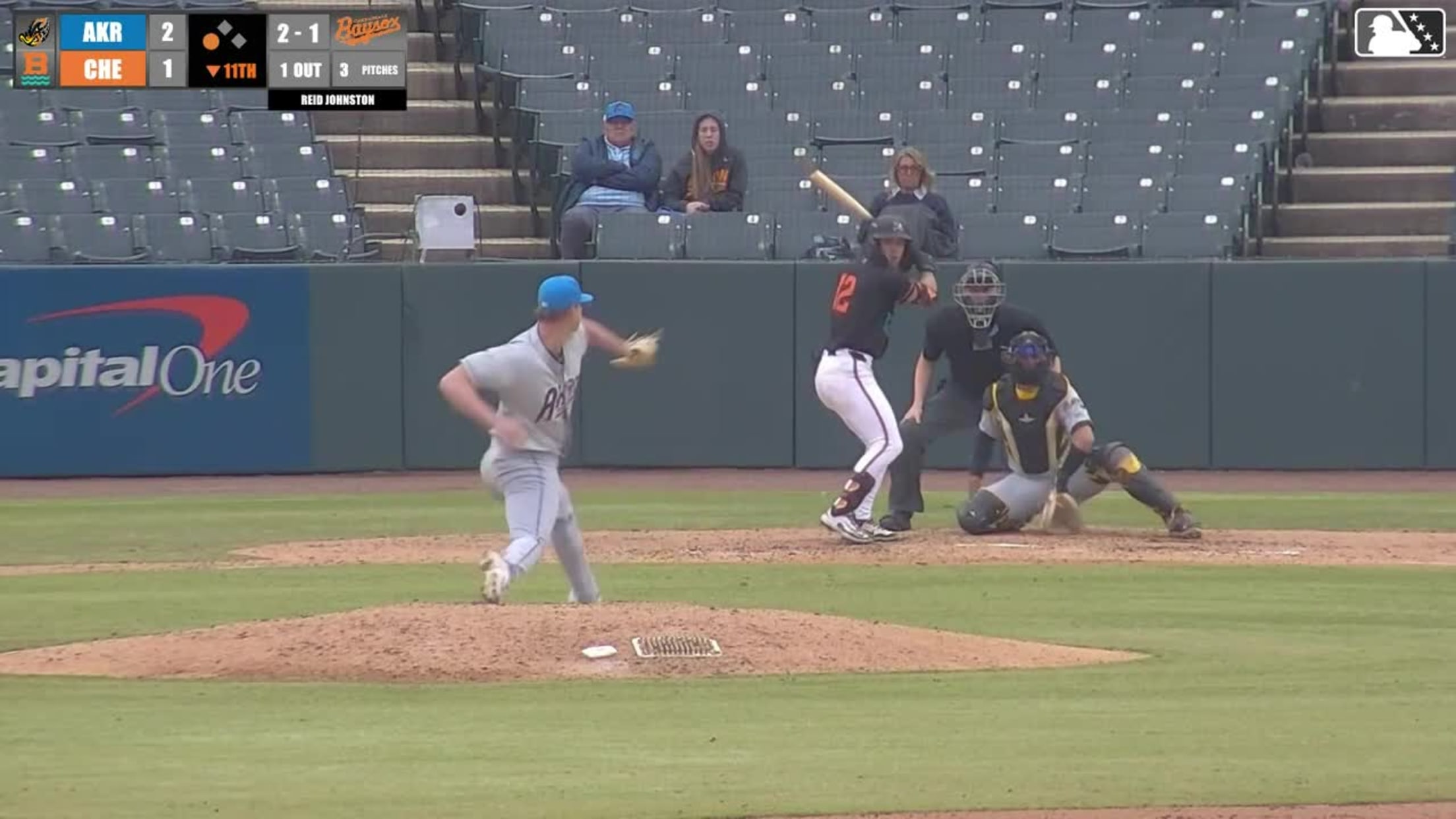 Tavian Josenberger singles on a line drive to right fielder Nick Mitchell. Carter Young scores.