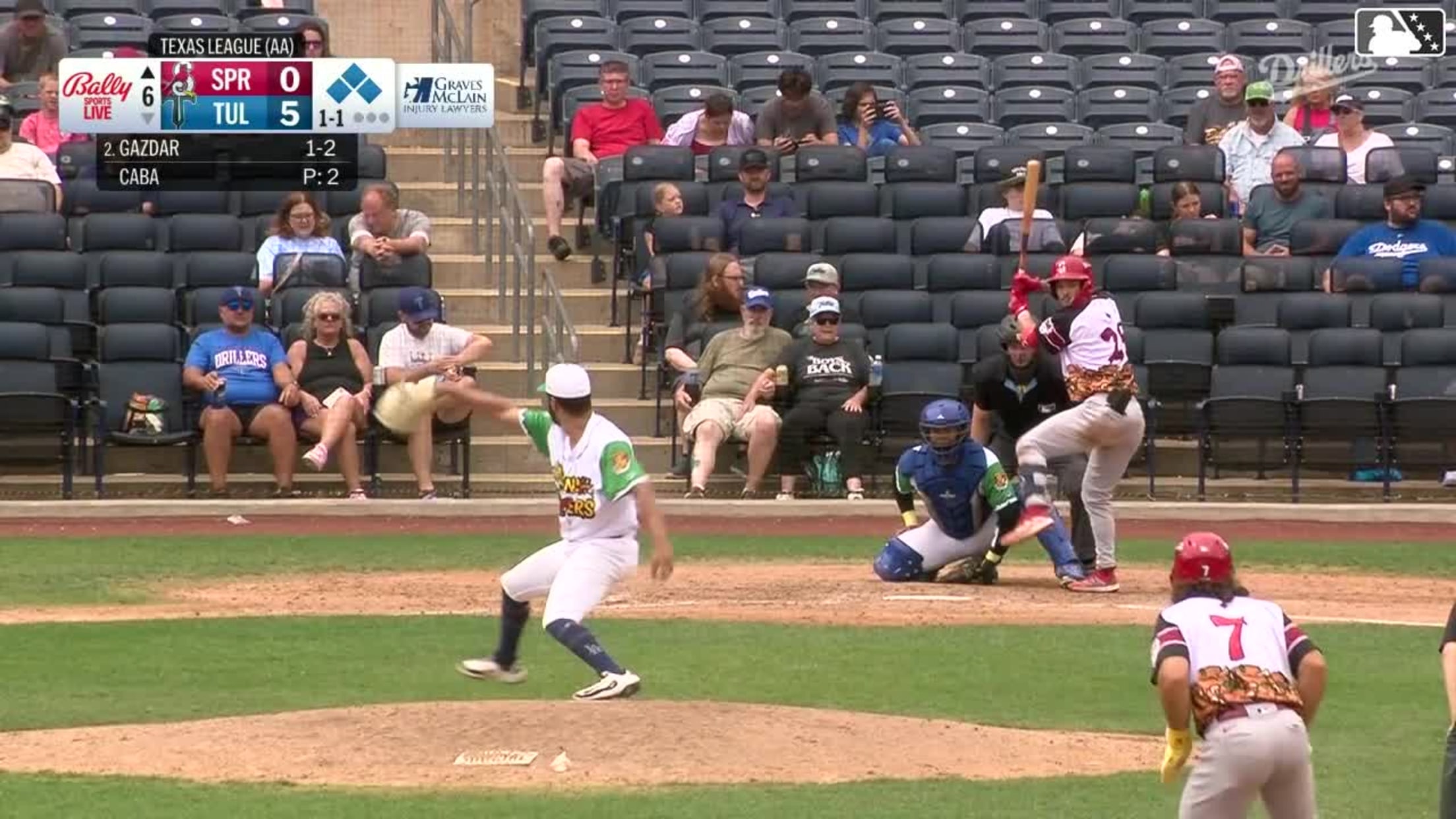 Jon Jon Gazdar out on a sacrifice fly to center fielder Kendall George. Travis Honeyman scores. Dakota Harris to 3rd.
