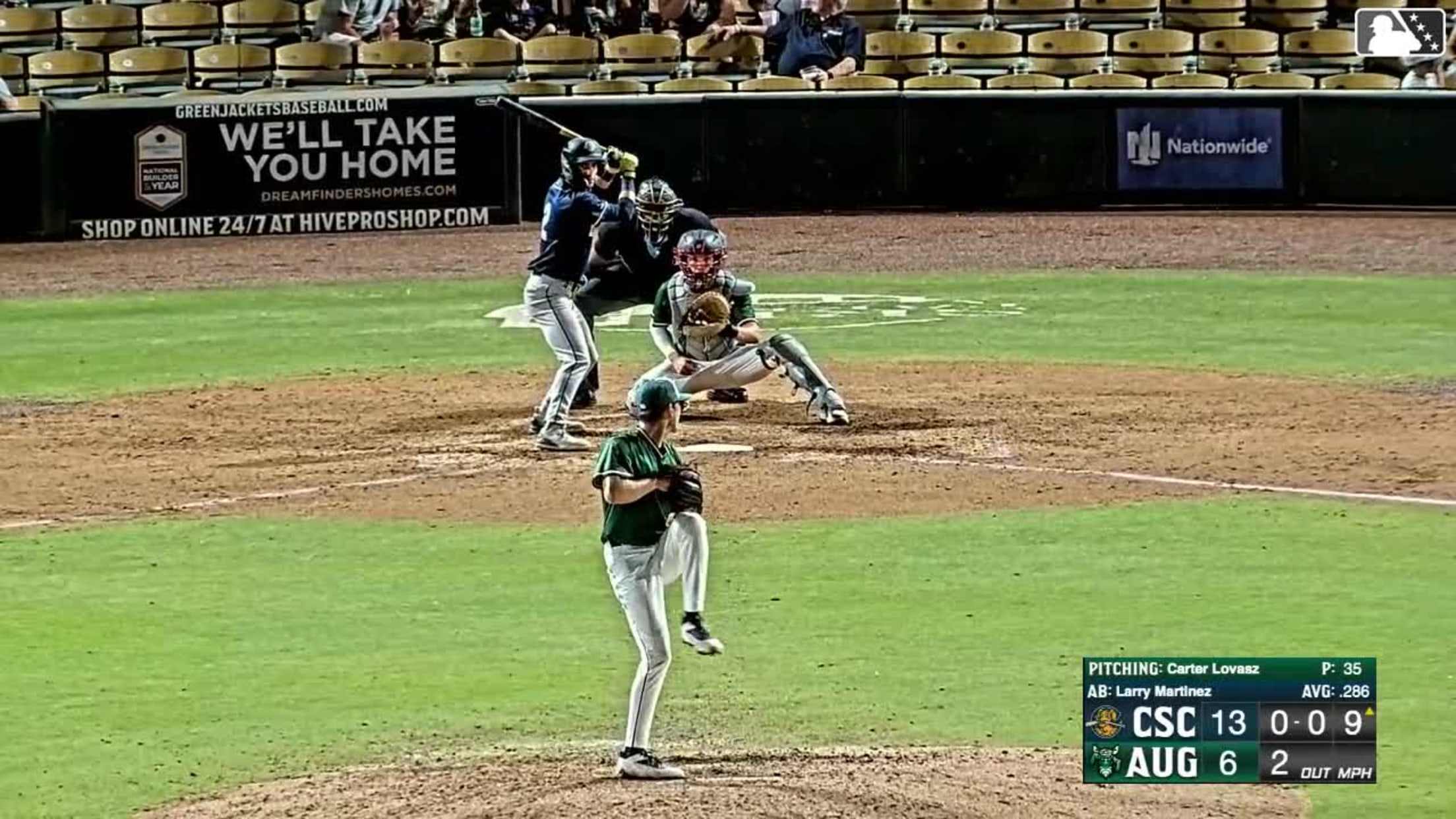 Derek Datil triples (1) on a fly ball to right fielder Dalton McIntyre.