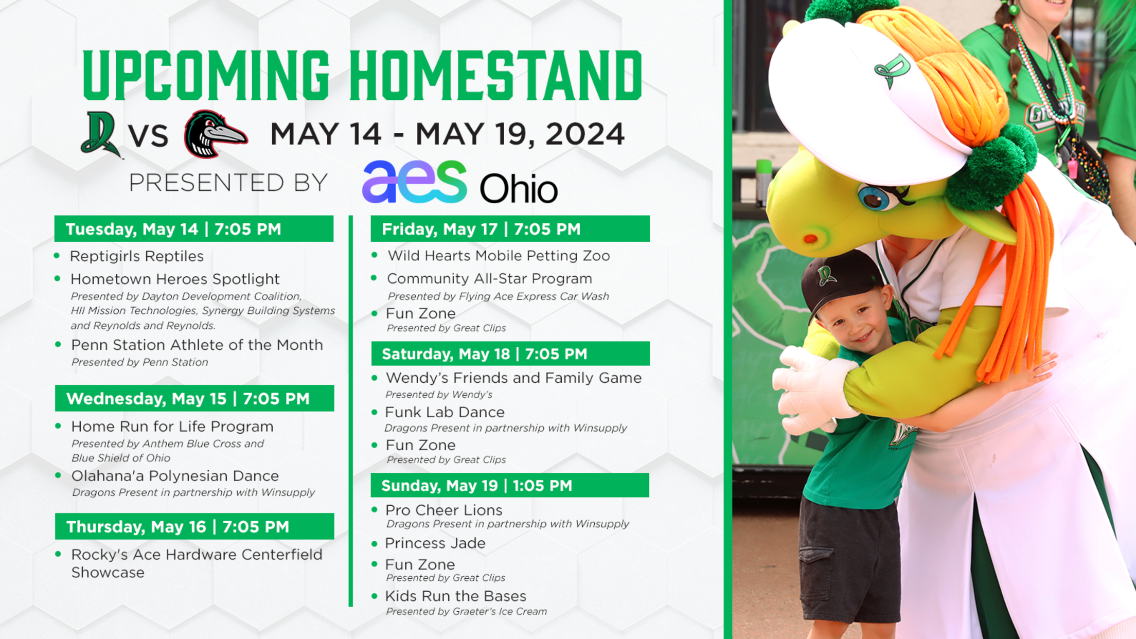 Dayton Dragons Upcoming Homestand Preview Presented by AES Ohio | Dragons