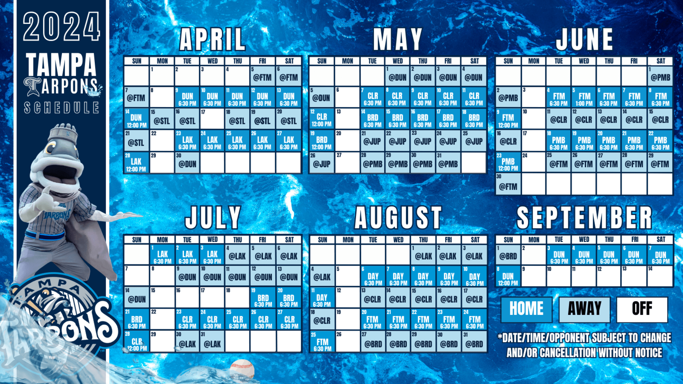 Tampa Tarpons announce 2024 Schedule
