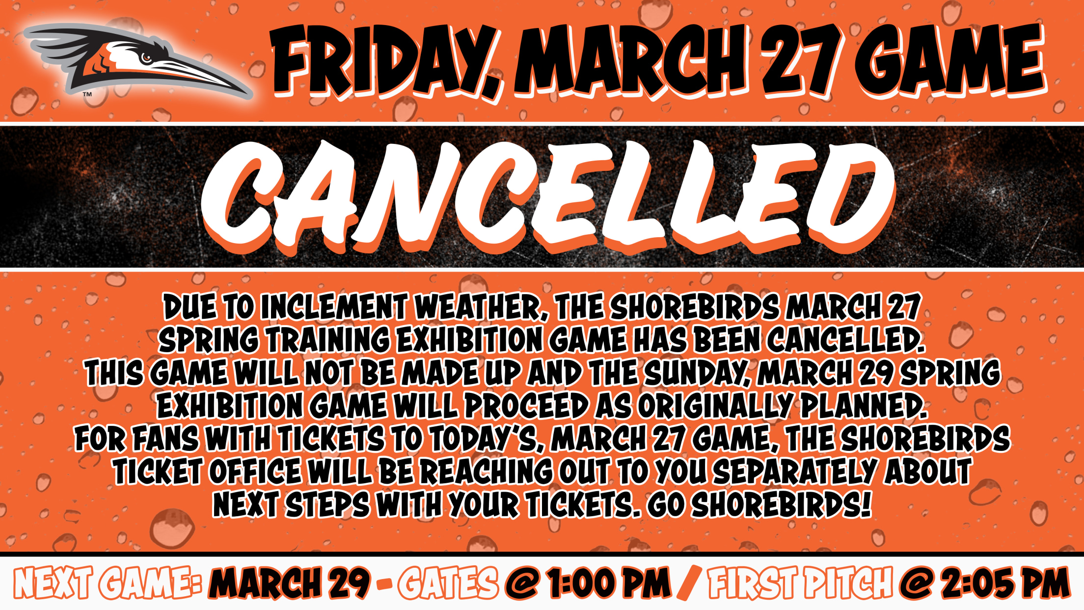 Spring Exhibition Series Cancelled - Game 1 | MiLB.com