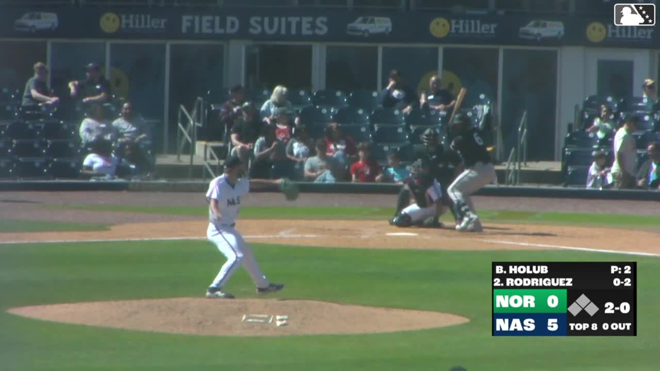 Johnathan Rodríguez homers (1) on a fly ball to left center field.
