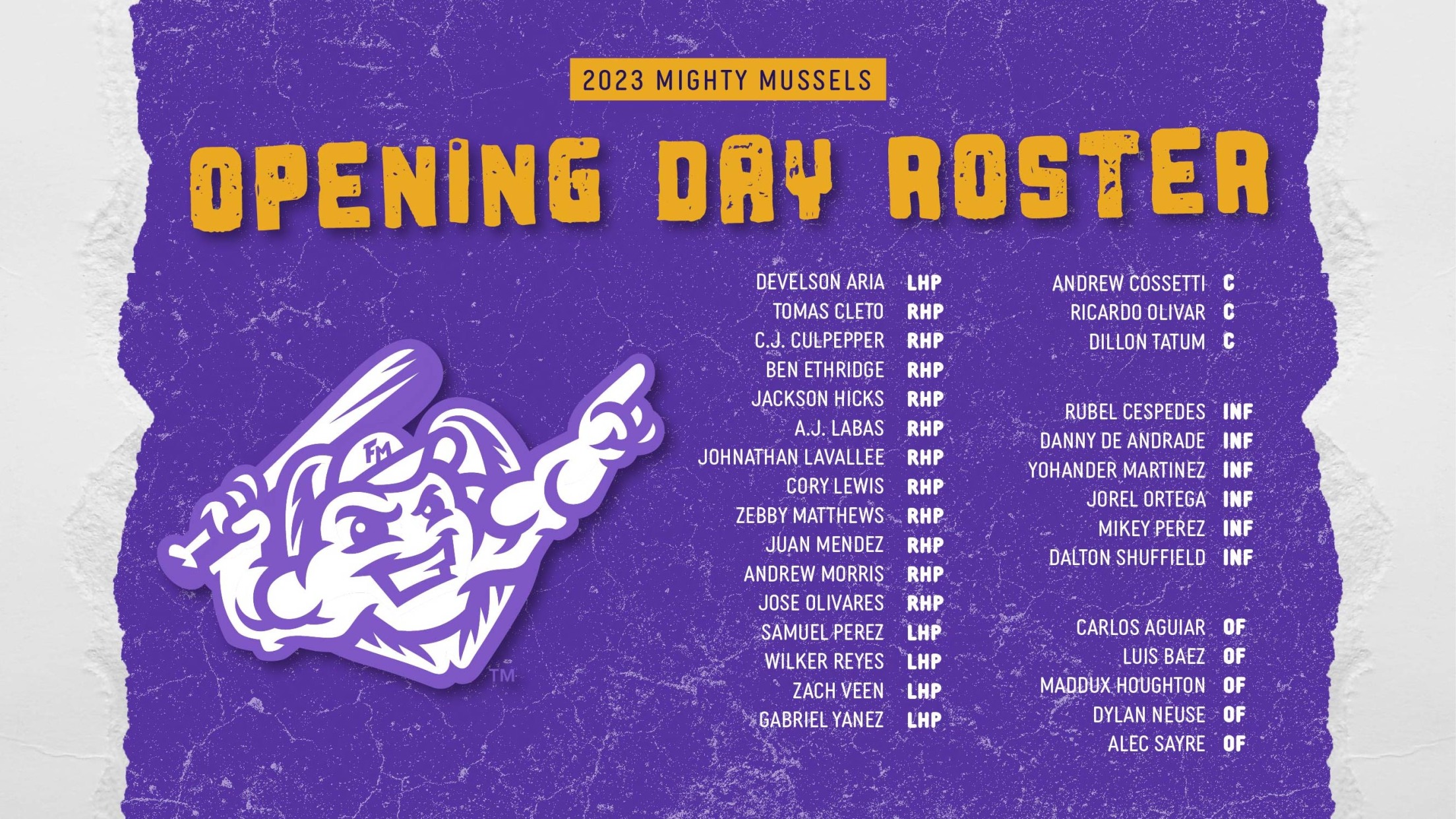 Mighty Mussels Announce 2023 Opening Night Roster