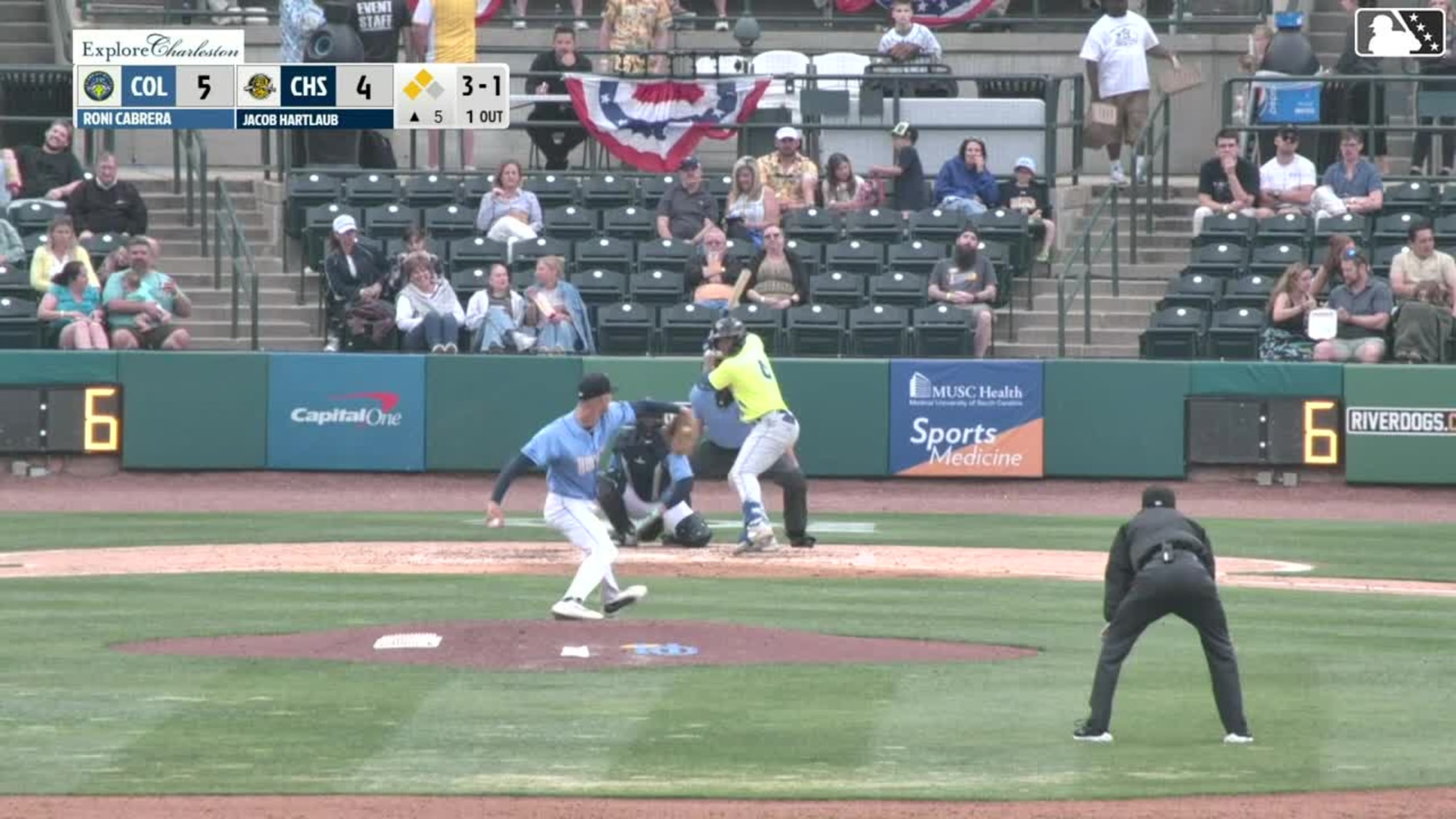 Roni Cabrera out on a sacrifice fly to right fielder Derek Datil. Josh Hammond scores. Brooks Bryan to 3rd.