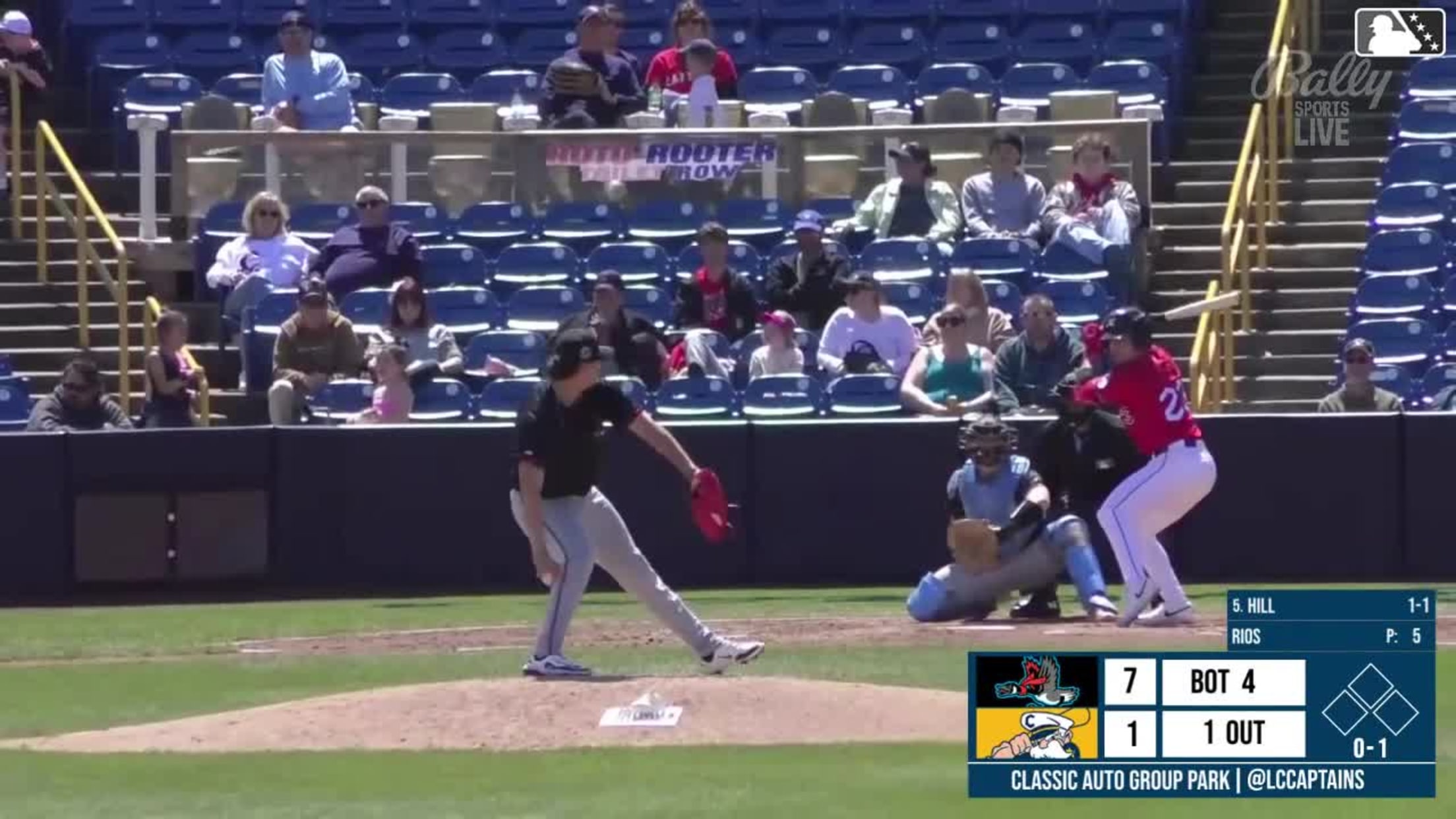 Luke Hill homers (4) on a fly ball to right field.