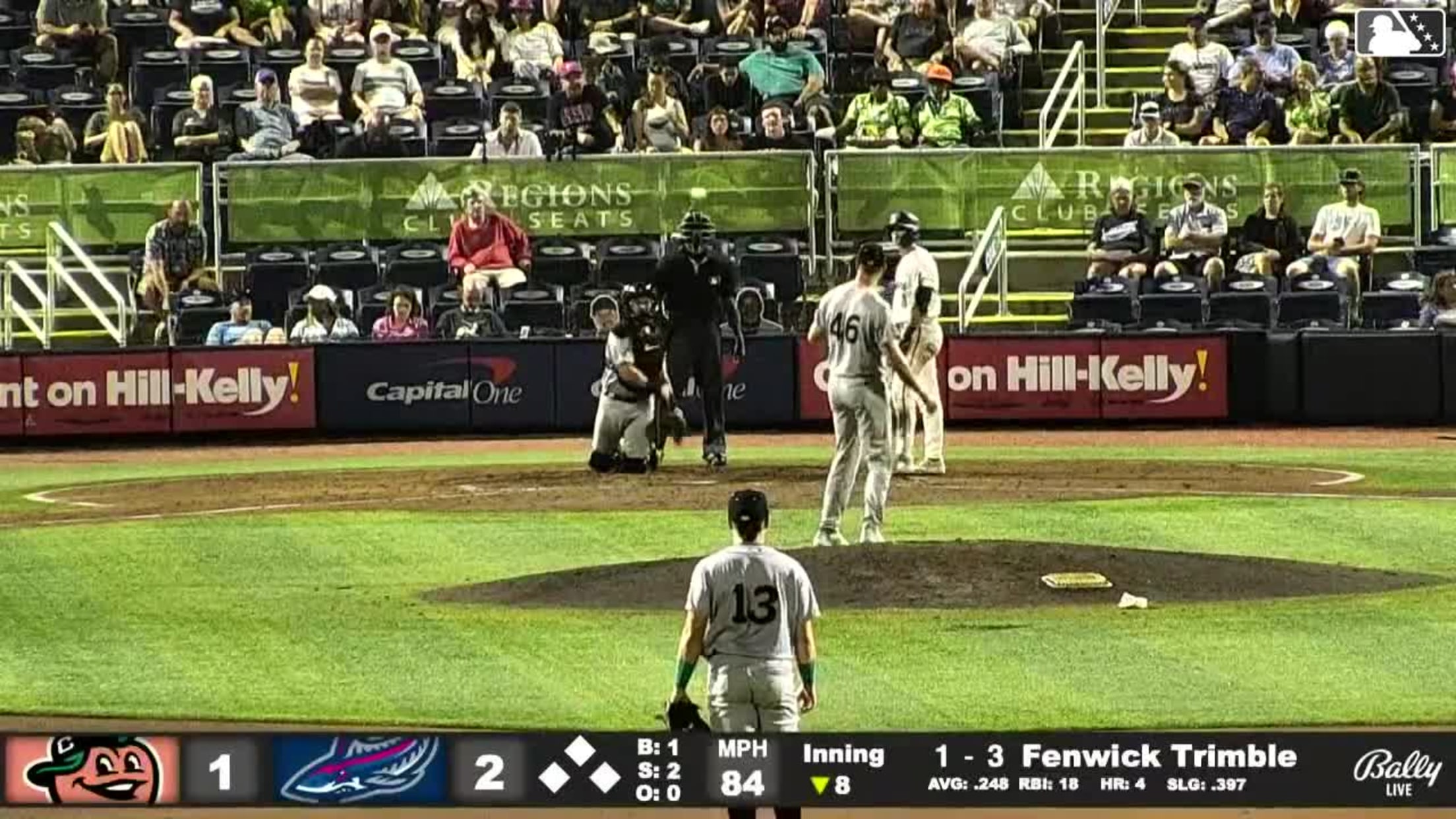 Fenwick Trimble homers (5) on a fly ball to left center field.