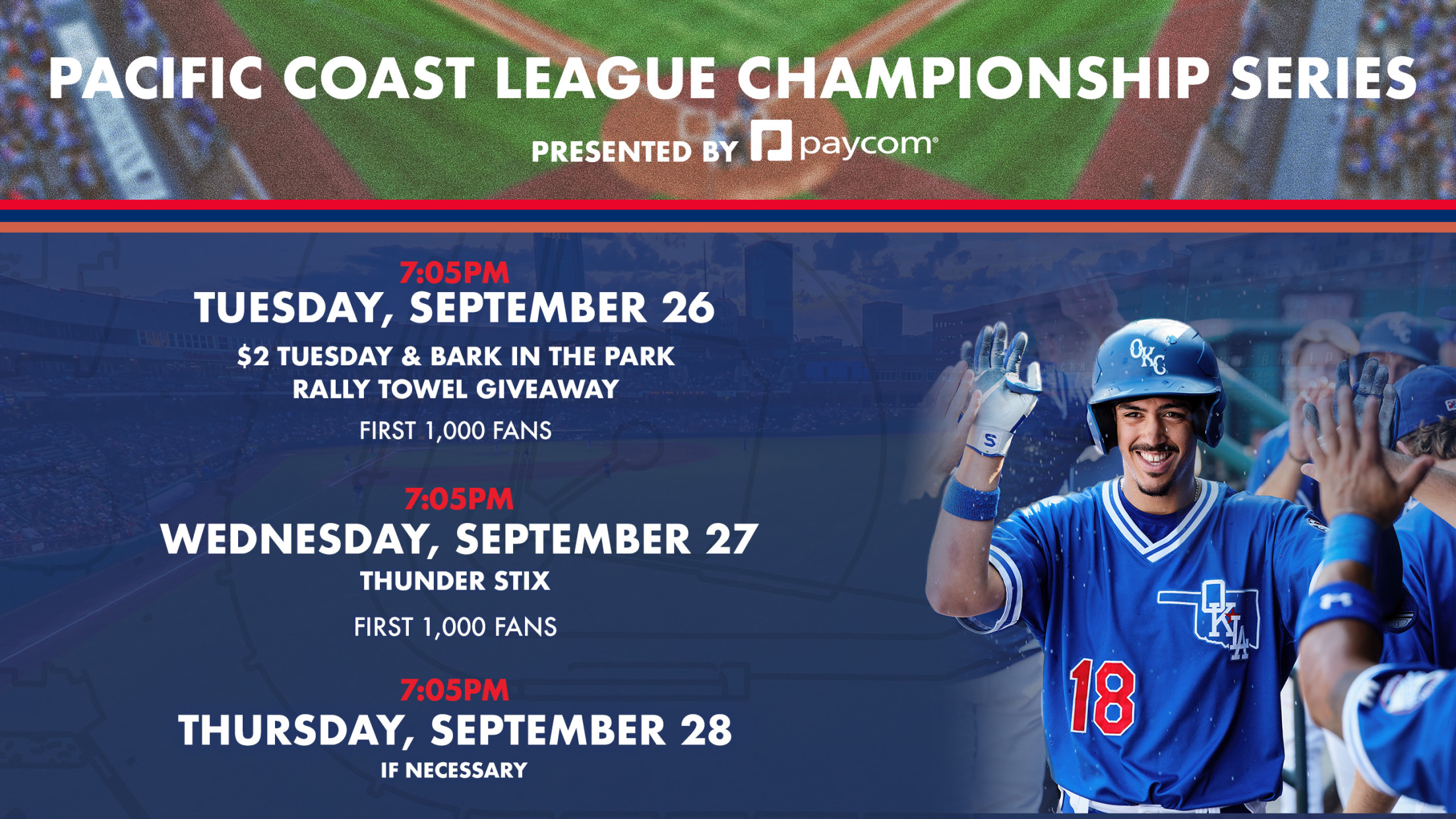 OKC Dodgers Host PCL Championship Series Starting Tuesday