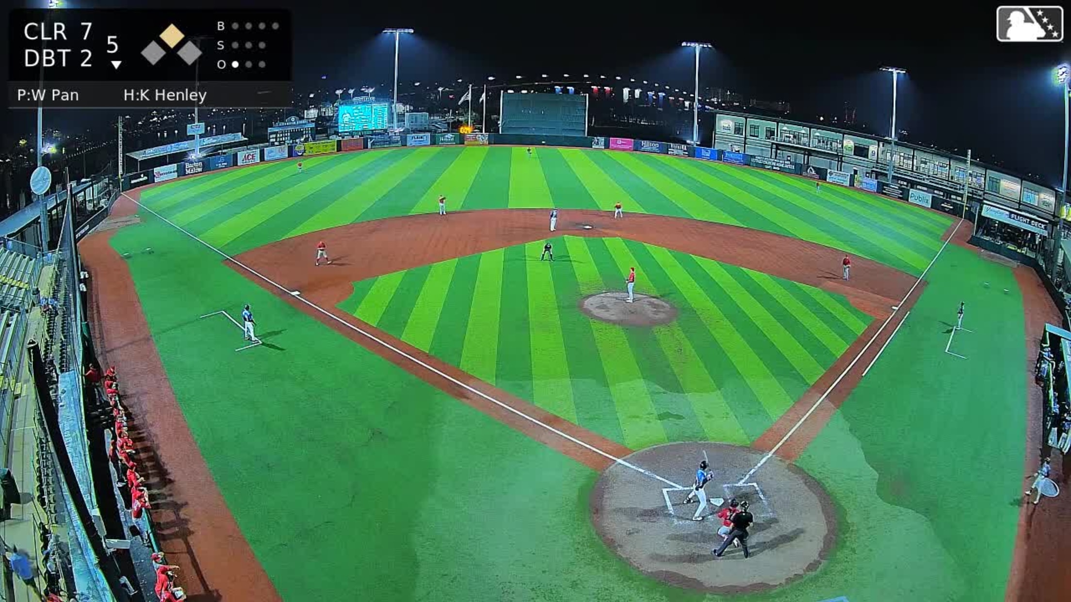 Kyle Henley triples (2) on a ground ball to right fielder Manolfi Jimenez. Drew Davies scores.