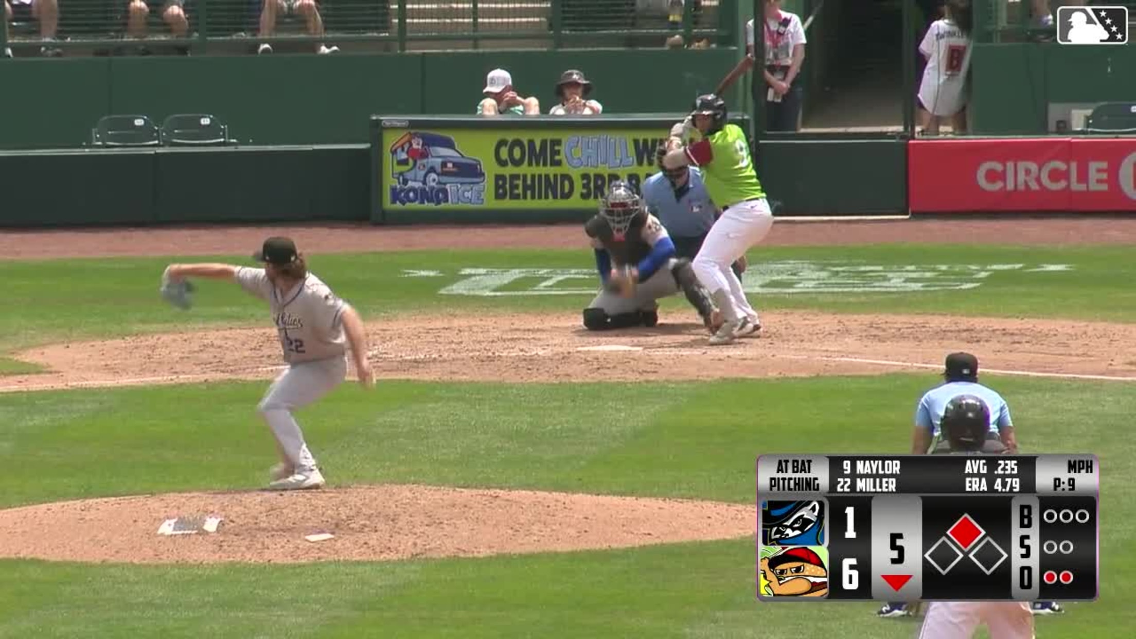 Myles Naylor homers (1) on a fly ball to left field. Devin Taylor scores.