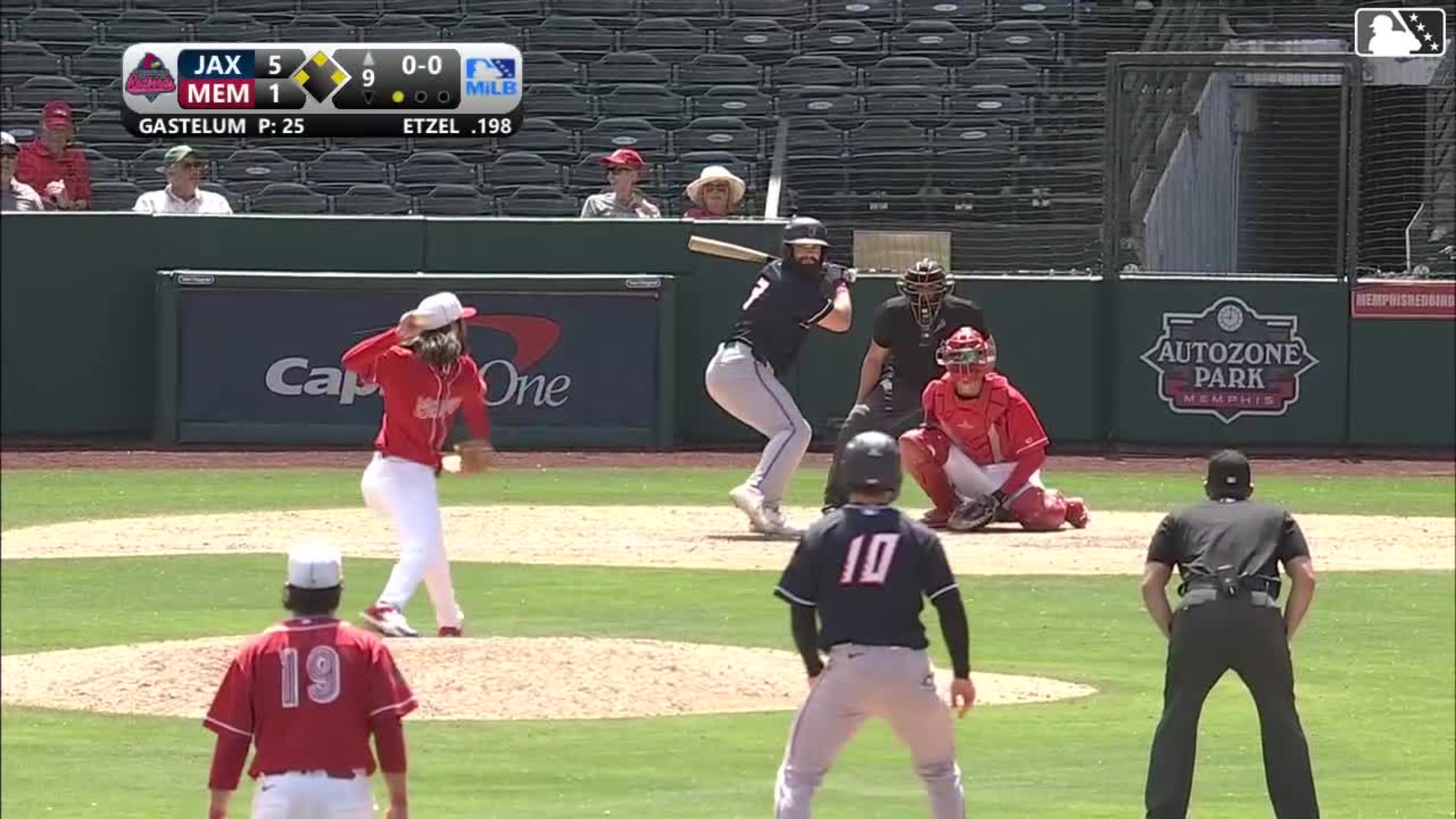 Matthew Etzel hits a grand slam (3) to center field. Jacob Berry scores. Graham Pauley scores. Kemp Alderman scores.