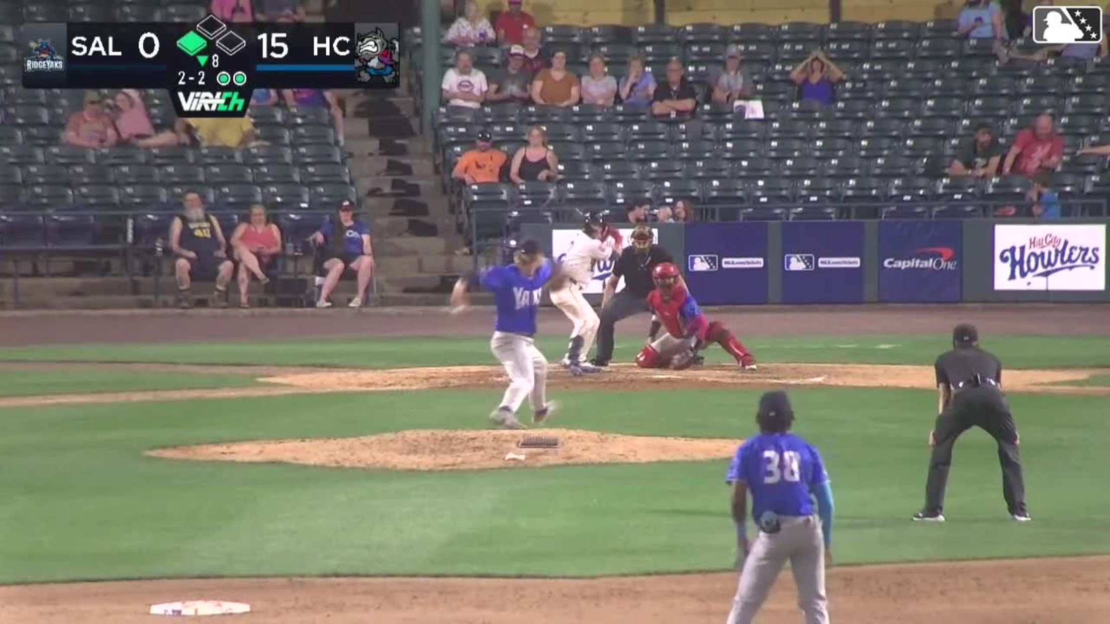 Cannon Peebles singles on a line drive to left fielder Anderson Fermin. Luis De La Cruz scores.
