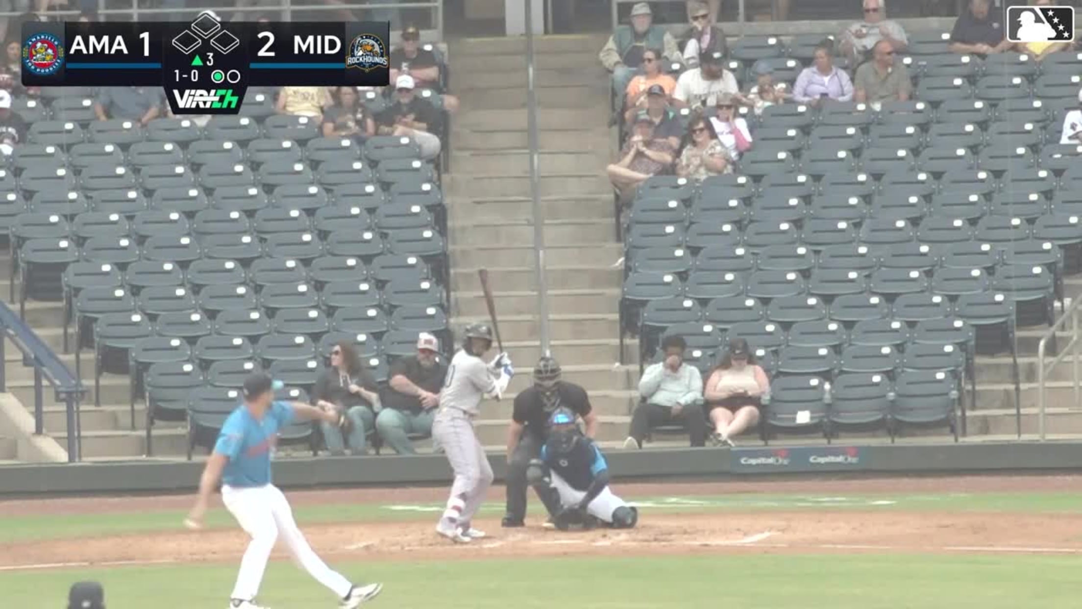 Manuel Pena homers (10) on a fly ball to left field.