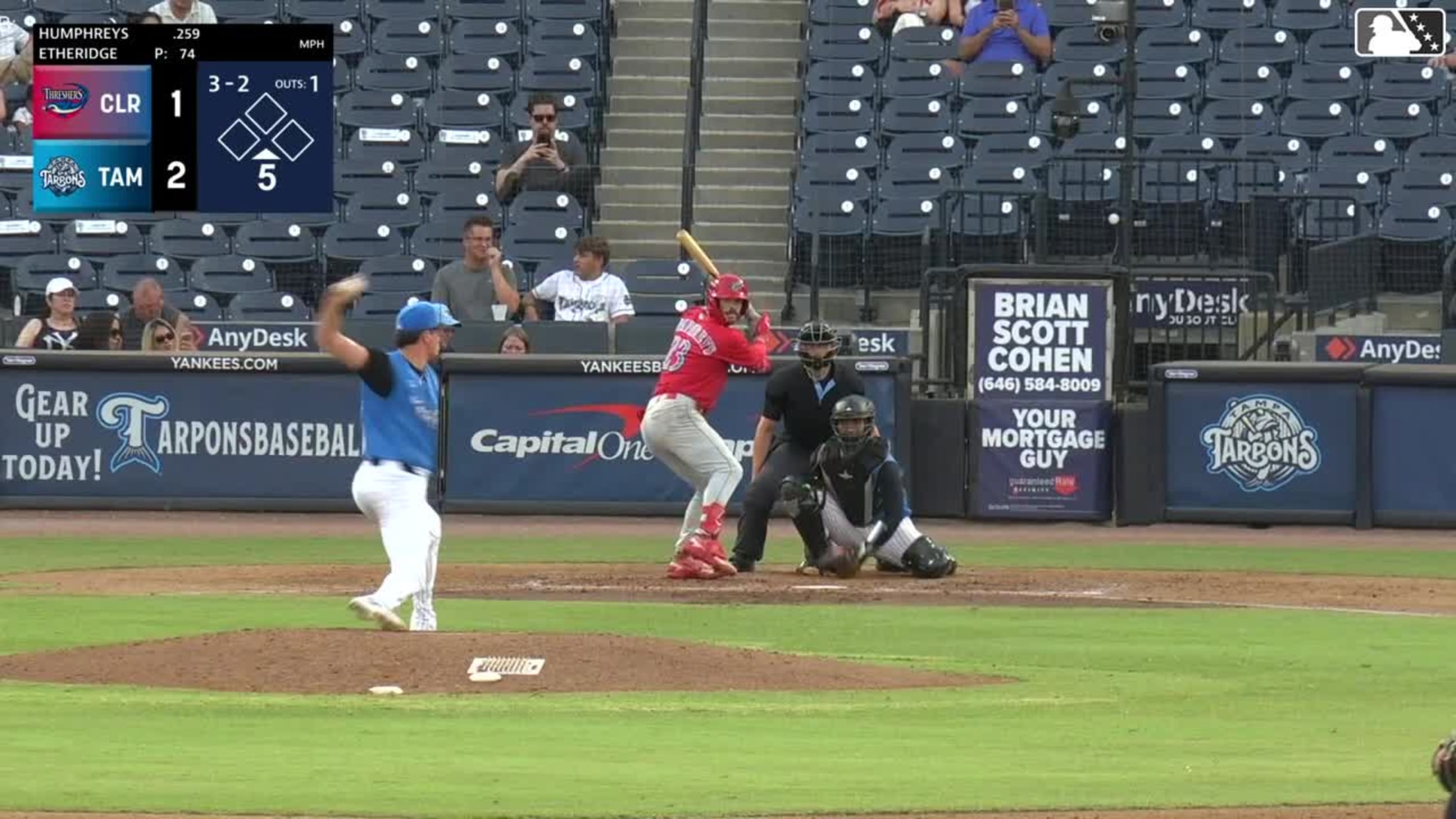 Nathan Humphreys homers (5) on a fly ball to right field.