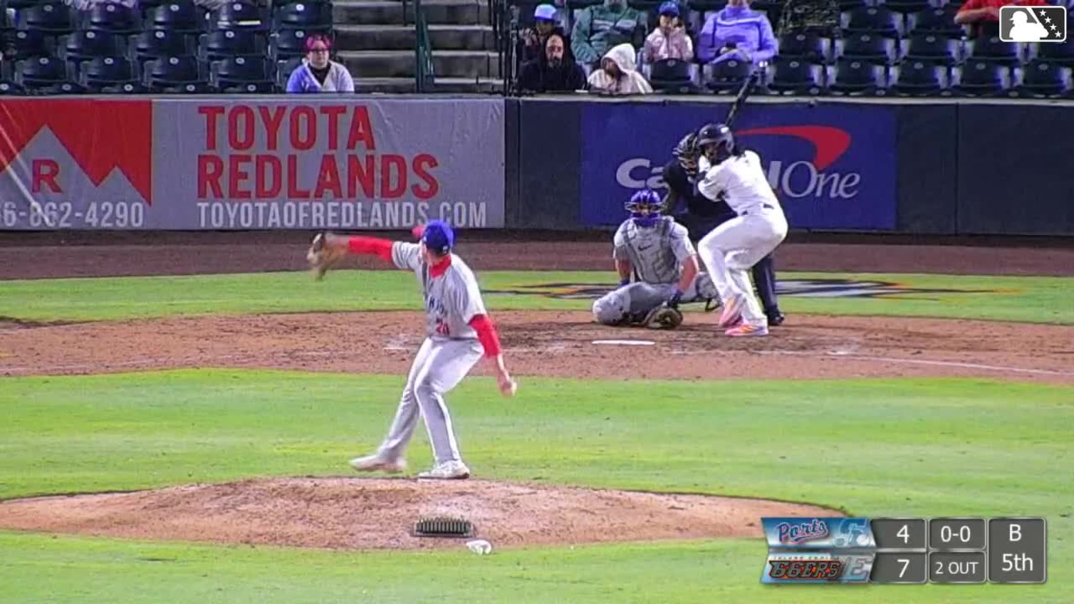 Dervy Ventura triples (1) on a line drive to right fielder Carlos Pacheco.