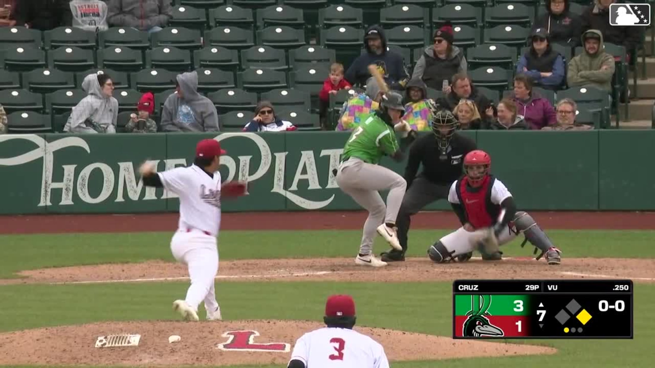 Kien Vu triples (1) on a line drive to right fielder Mike Sirota. Johnny Ascanio scores.