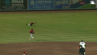 Lucas Dunn makes a diving catch and great throw home