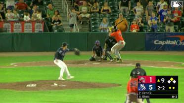 Miguel Bleis singles on a sharp line drive to left fielder Mathieu Vallee. Mason White scores.