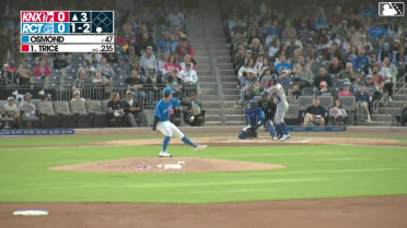 Carter Trice homers (1) on a fly ball to left field.