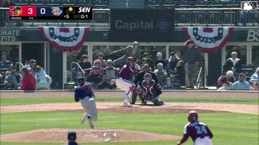 Robert Moore homers (1) on a fly ball to right center field. Paul McIntosh scores.