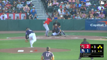 Matt Fraizer out on a sacrifice fly to left fielder Jackson Hornung. Brooks Brannon scores.