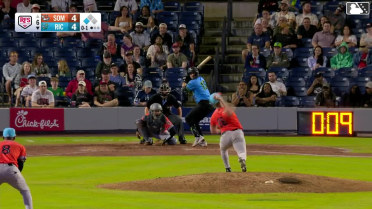 Adrián Sugastey singles on a line drive to center fielder Jace Avina. Aeverson Arteaga scores.