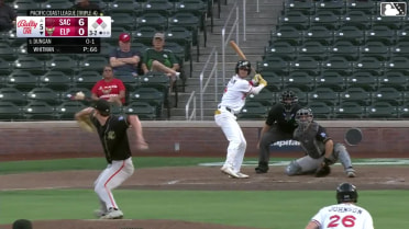 Clay Dungan singles on a line drive to left fielder Scott Bandura. Bryce Johnson scores.