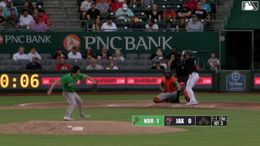 Bennett Hostetler homers (1) on a fly ball to left field.