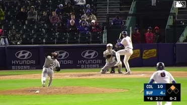 Josh Kasevich doubles (8) on a line drive to right fielder Nolan Jones. William Simoneit scores.